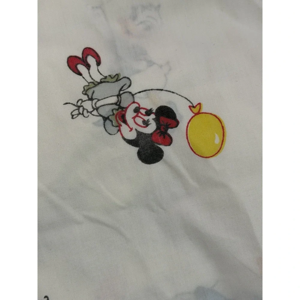 Vintage Disney Mickey Minnie Mouse Balloons Twin Fitted Sheet Bedding